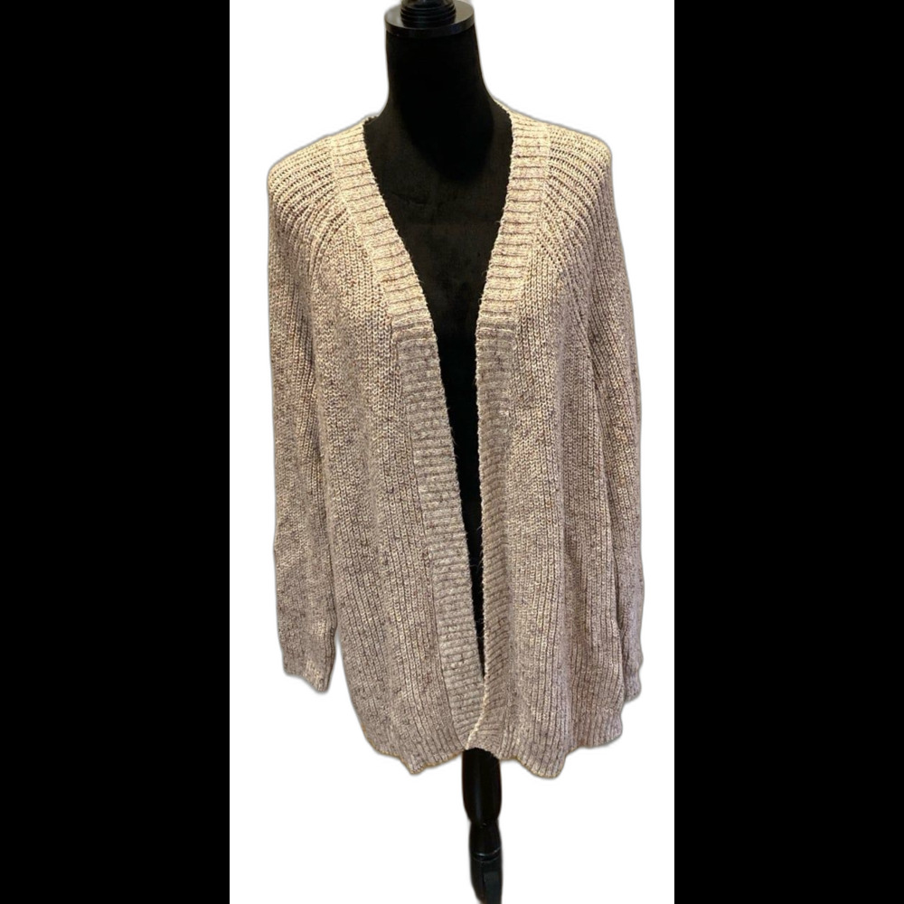 Retrology Cardigan Sweater‎ Women’s Chunky Knit Size Large ? Brown Cream Warm